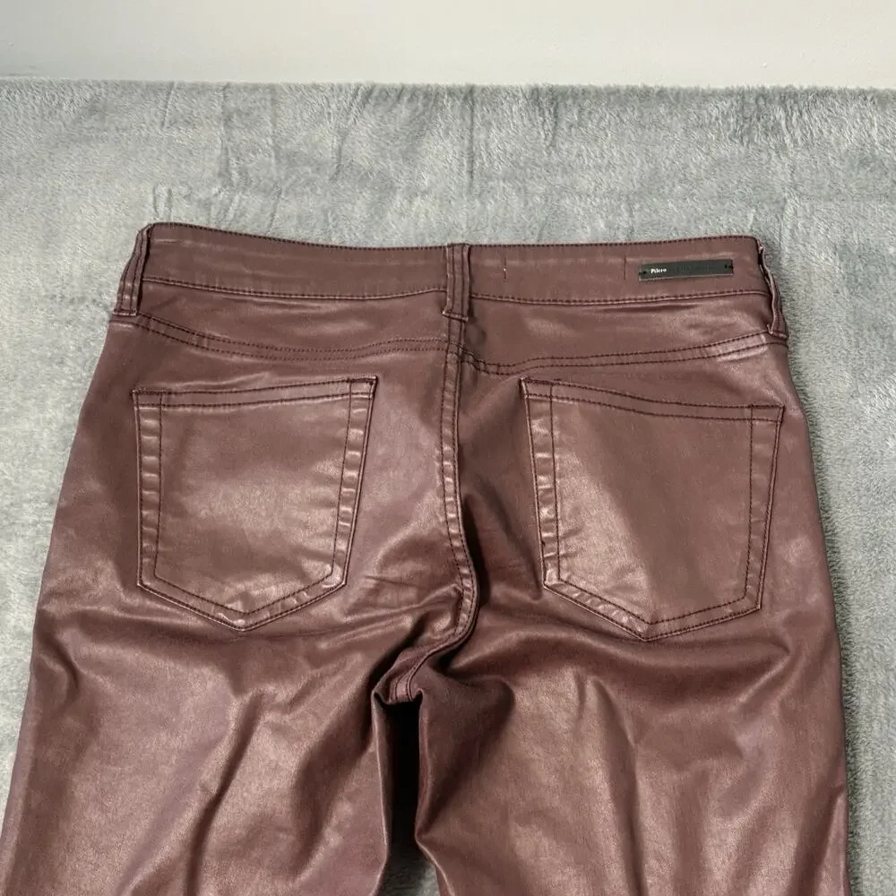 Pilcro and the‎ Letterpress Womens Pants 27 Red Wax Coated Burgundy Lace Up